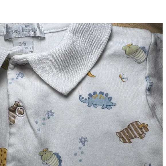 Kissy Kissy Baby Boys Dinosaur Print Romper One Piece 3-6 Months Pima Cotton - Picture 4 of 5